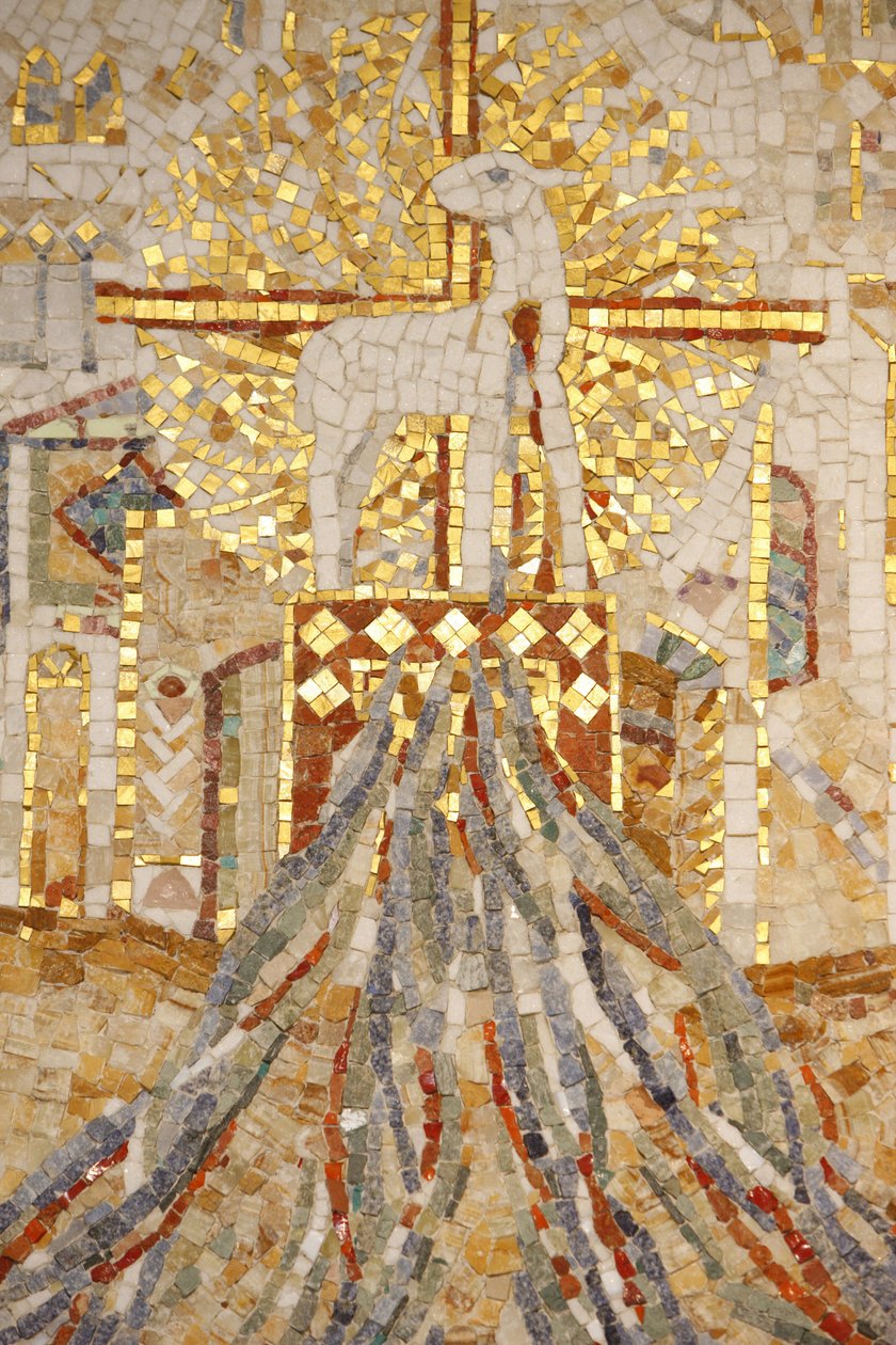 Bazilika opatství Saint-Maurice, Mozaika od Madeleine Diener, Beránek Boží a 7 kanálů symbolizujících stvoření, Saint-Maurice, Suisse od Unbekannt