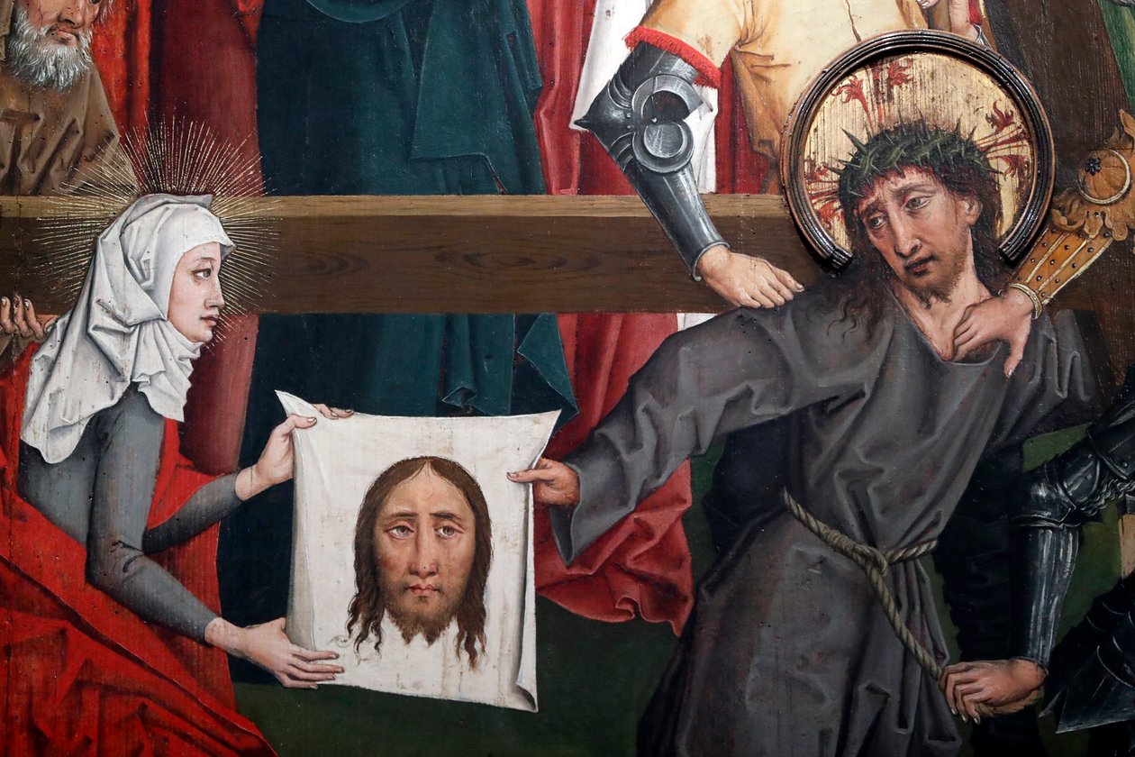 Katolický kostel Saint-Pierre le Vieux, Kristus ve svém utrpení, Veronický závoj, Obraz Henriho Lutzelmana 15. století, Štrasburk, Francie (foto) od Unbekannt