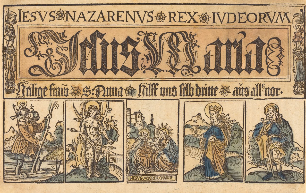 Svatá Anna, Madona s dítětem a svatí Christopher, Sebastian, Clara..., c. 15001525. od Unbekannt