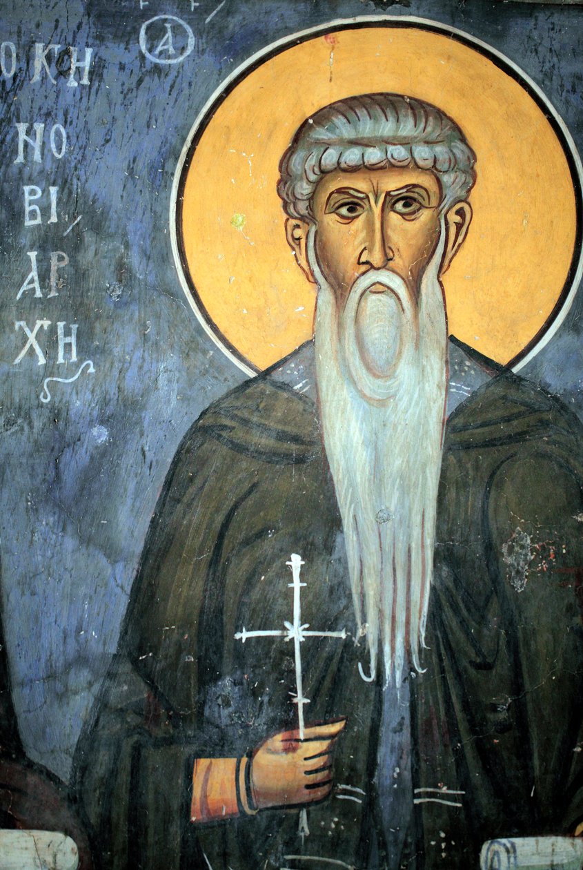Saint Arsene: byzantská freska ze 14. století (1332) Nathex, jižní stěna kostel Panny Marie Phorbiotissa, Asinou místo UNESCO Troodos region, Kypr od Unbekannt