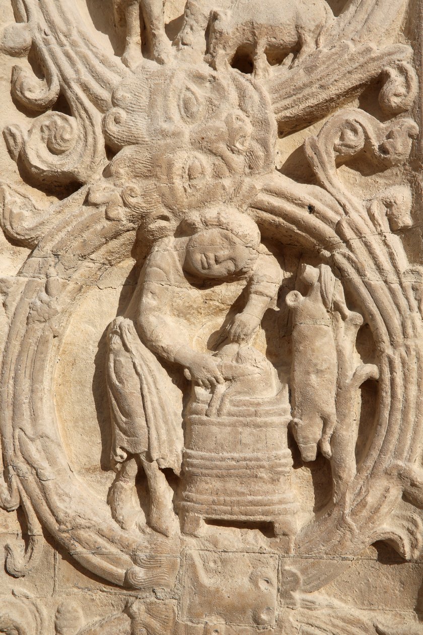 Bazilika svatého Denise. Centrální portál. Zemědělský kalendář, 20150919, Saint-Denis, Francie od Unbekannt