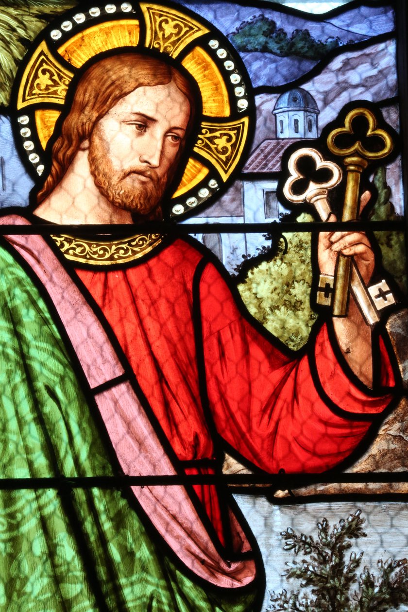 Kostel Saint Fargeau. Vitráž. Ježíš. Francie od Unbekannt