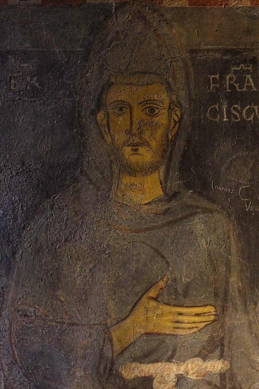 Svatý František z Assisi Detail jeho nejstaršího portrétu, 13. století od Unbekannt