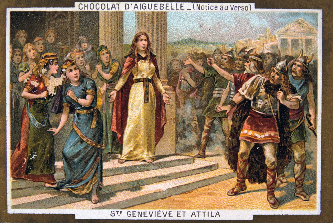 Svatá Genevieve a Attila, c451 našeho letopočtu, 19. století od Unbekannt