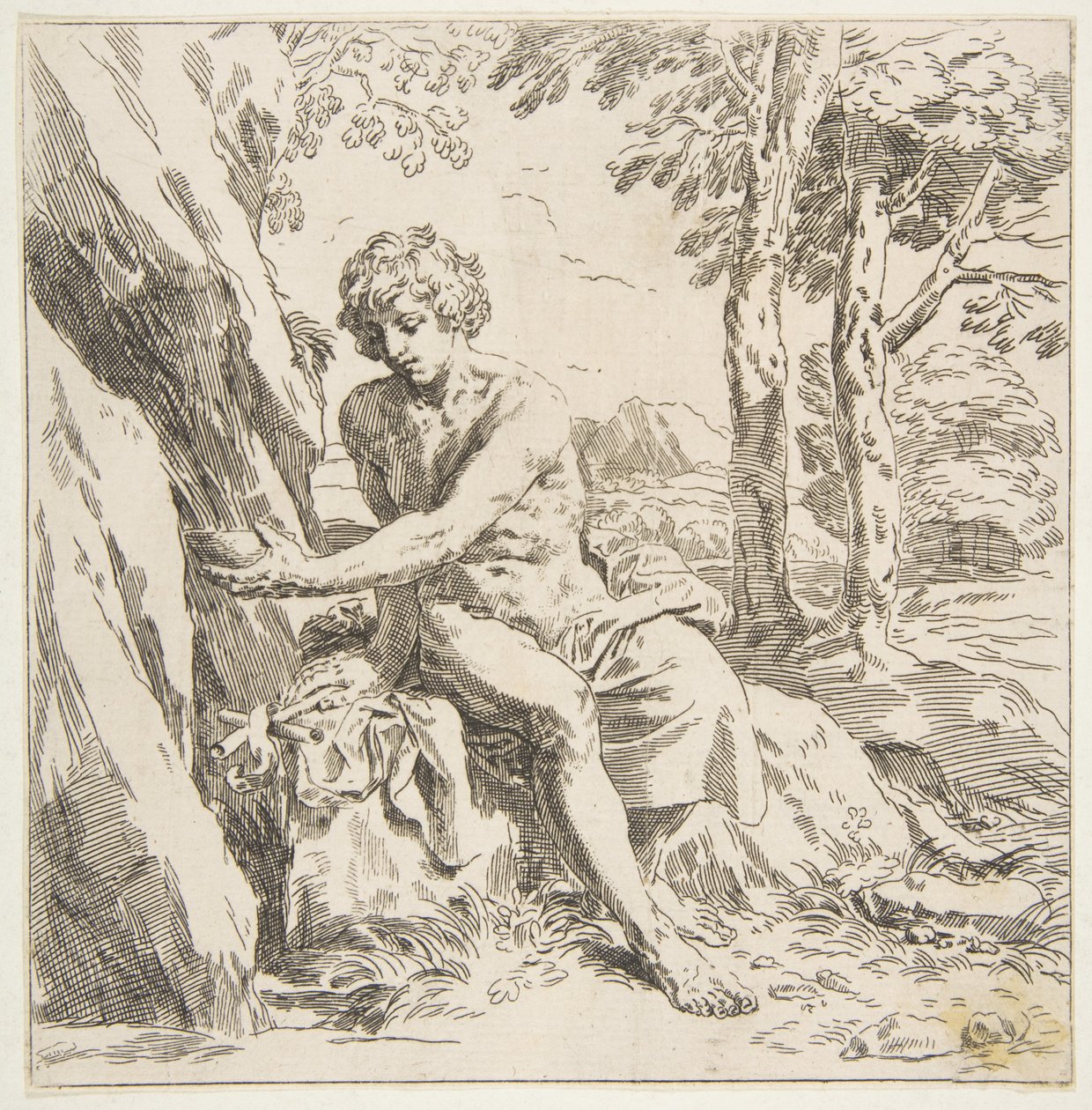 Svatý Jan Křtitel v poušti, obrácená kopie podle Cantariniho, ca. 1637-1639 nebo později. od Unbekannt