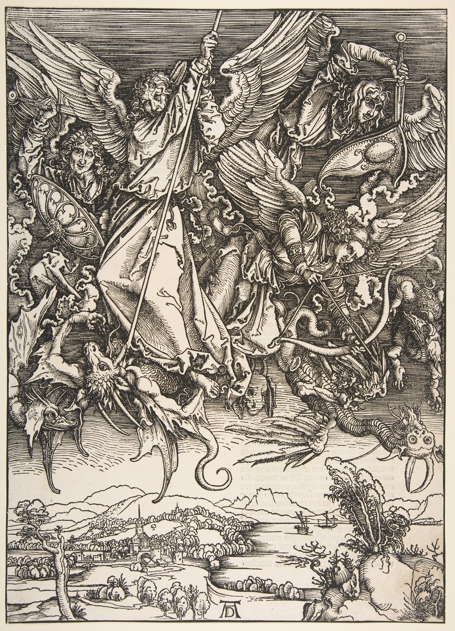 Saint Michael Fighting the Dragon, z Apokalypsy, 1498. od Unbekannt