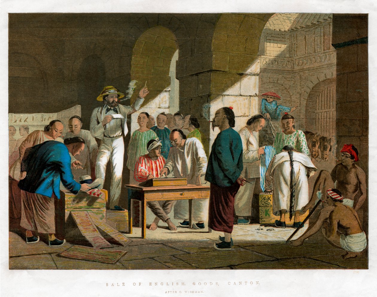 Prodej anglického zboží, Kanton, 1858 od Unbekannt