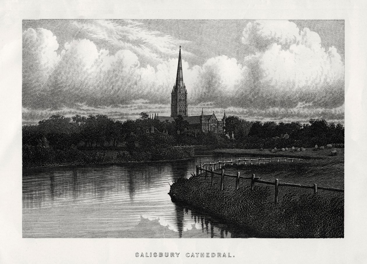 Katedrála v Salisbury, Wiltshire, Anglie, 19. století od Unbekannt