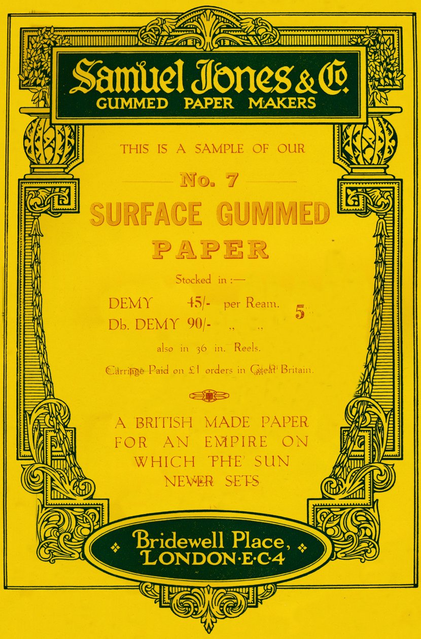 Reklama Samuel Jones & Company Gummed Paper Makers, 1919 od Unbekannt