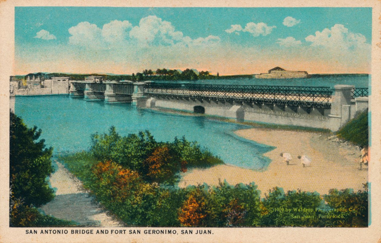San Antonio Bridge a Fort Geronimo, San Juan, 1909 od Unbekannt