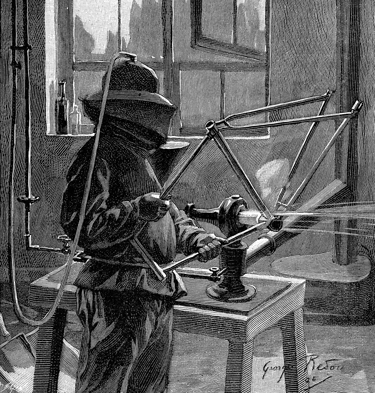 Pískování spojů rámu jízdního kola, Francie, 1896 od Unbekannt