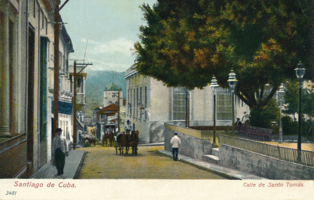 Santiago de Cuba - ulice Santo Tomas, c1910 od Unbekannt
