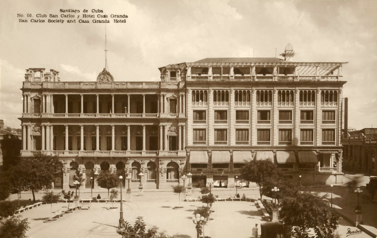 Santiago de Cuba – společnost San Carlos a hotel Casa Granda, c1920. od Unbekannt