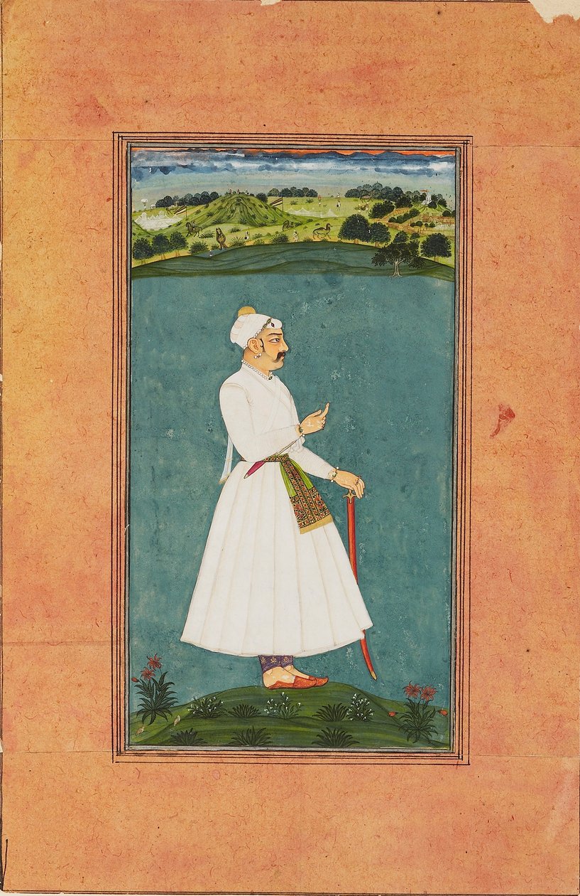 Sawai Jai Singh stojící v krajině, c1730 od Unbekannt