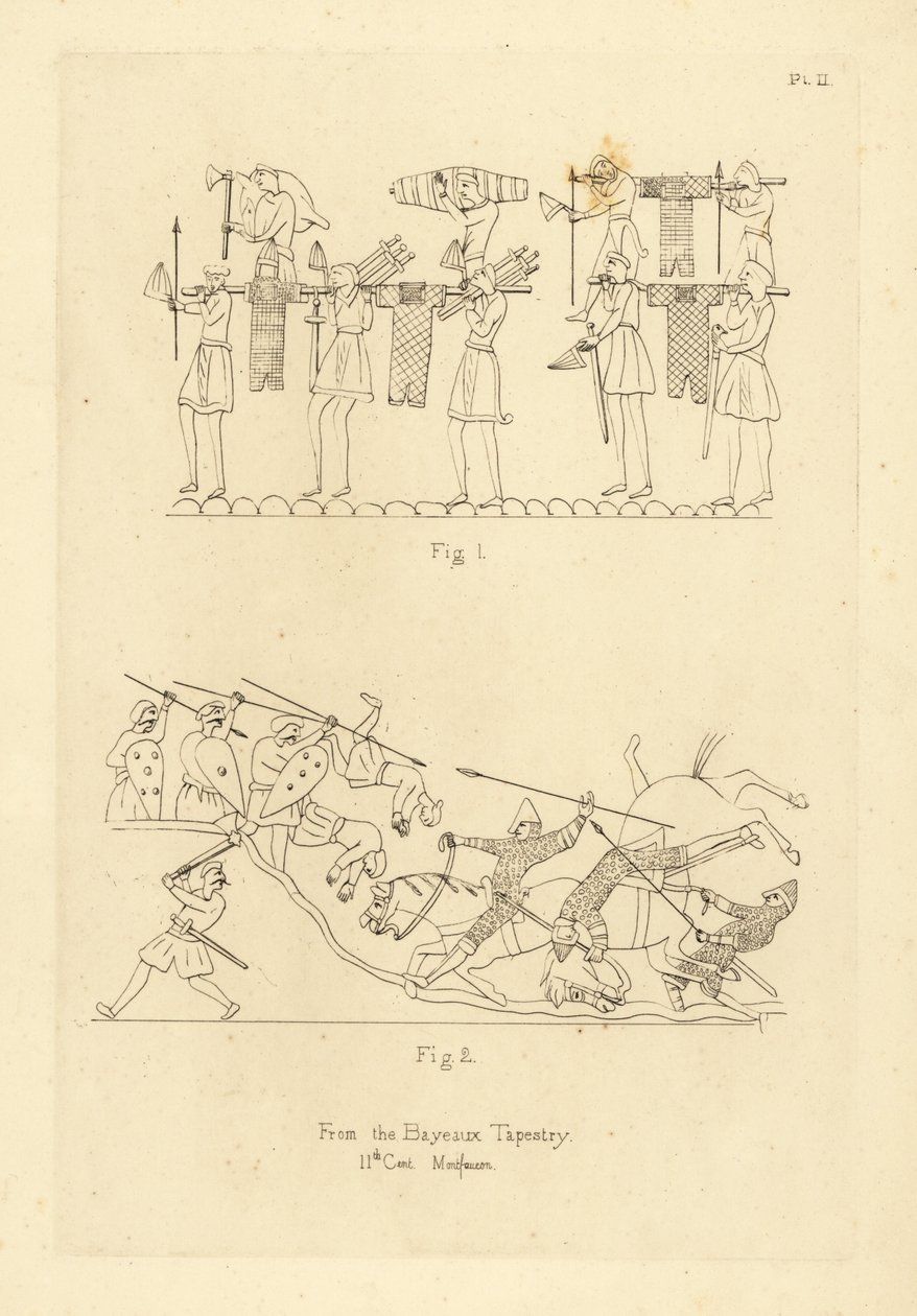 Saský a normanský vojenský kostým z Bayeux Tapestry od Unbekannt