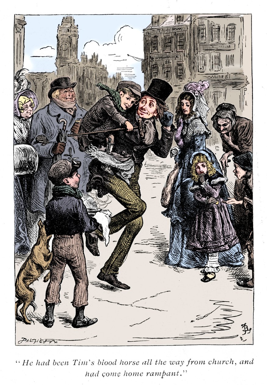 Scéna z Vánoční koledy od Charlese Dickense, 1843 od Unbekannt