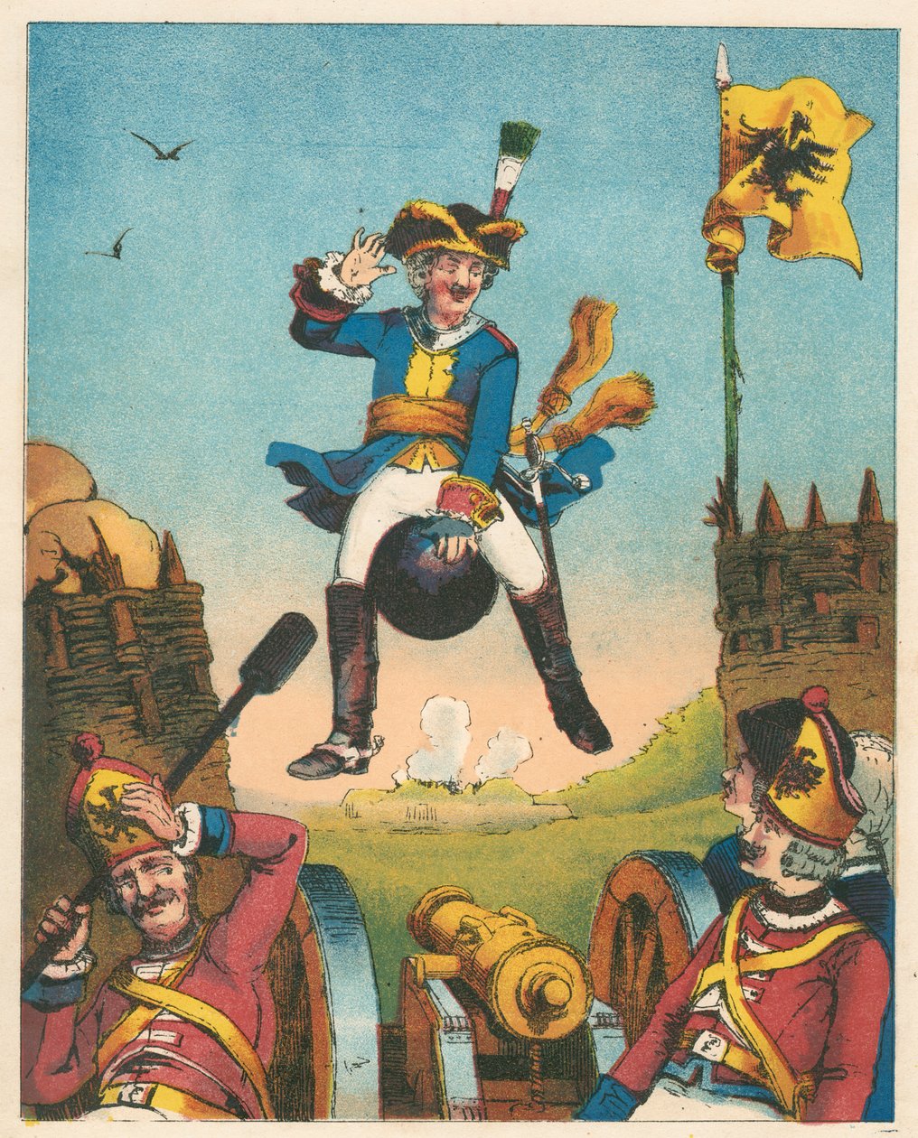 Scéna z Dobrodružství barona Munchausena od Rudolpha Ericha Raspeho, c1850 od Unbekannt