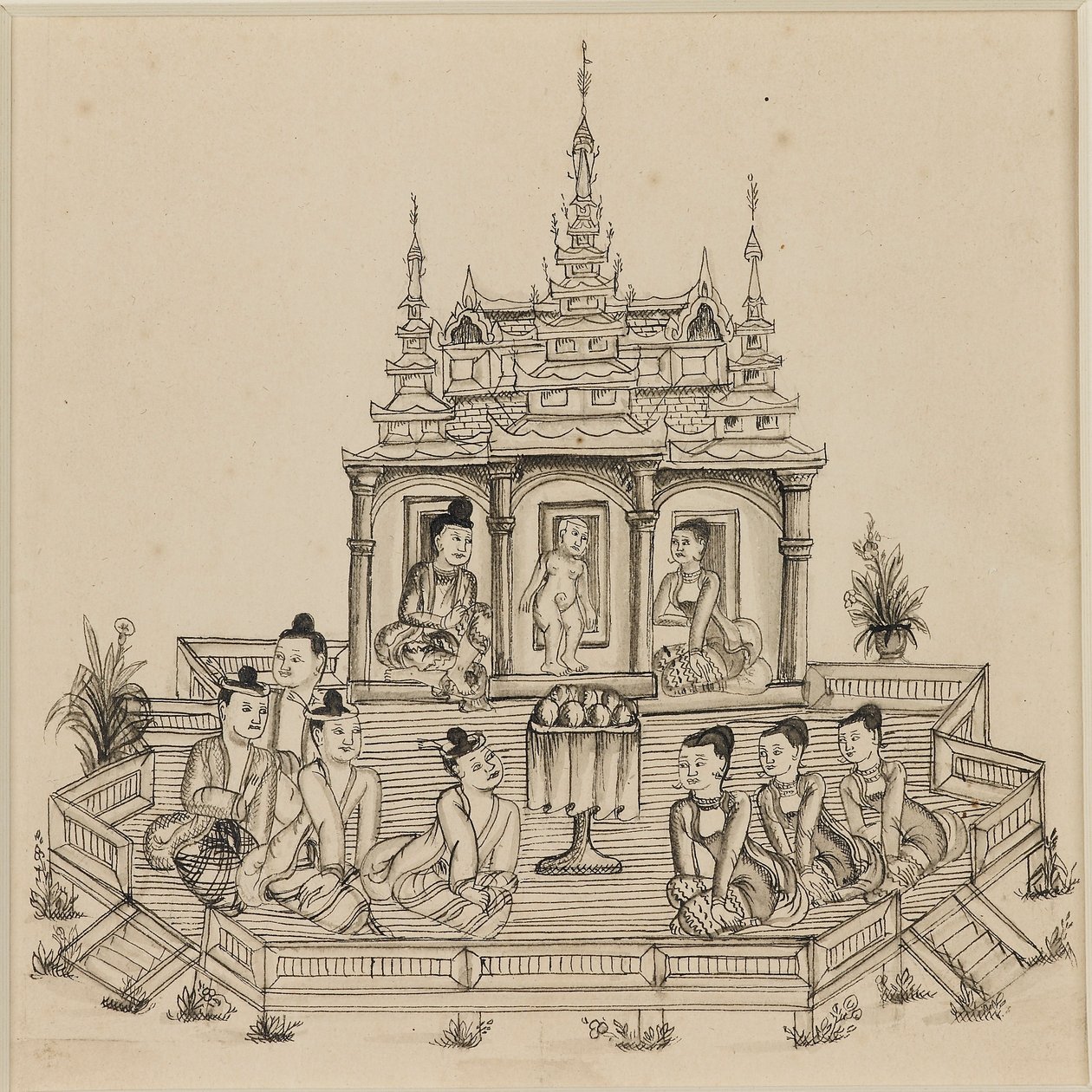 Scéna z Vessantara Jataka, c1880 od Unbekannt