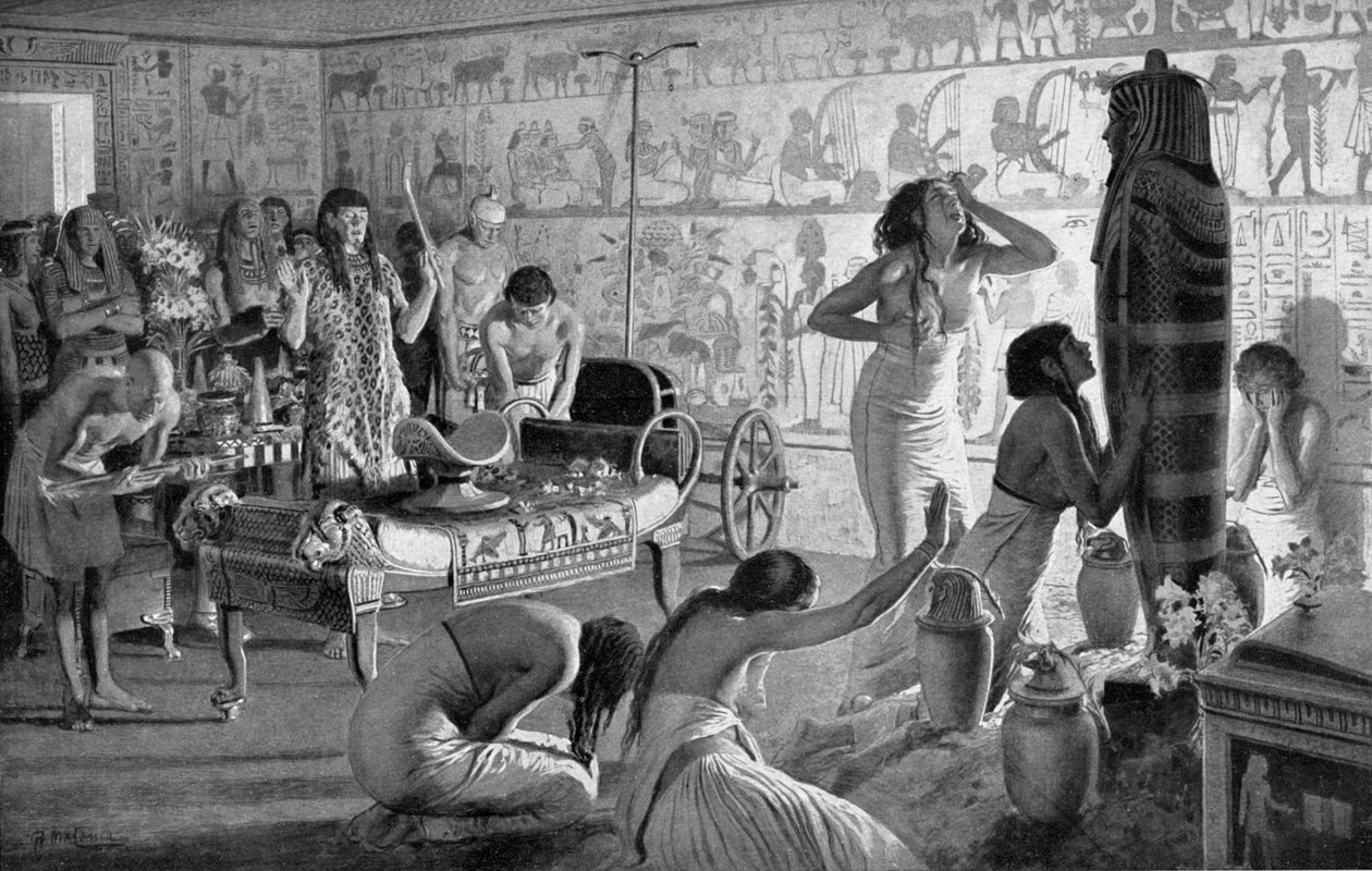 Scéna smutku v pohřebním chrámu Tutanchamona, Egypt, 1325 př.nl 1933-1934 od Unbekannt