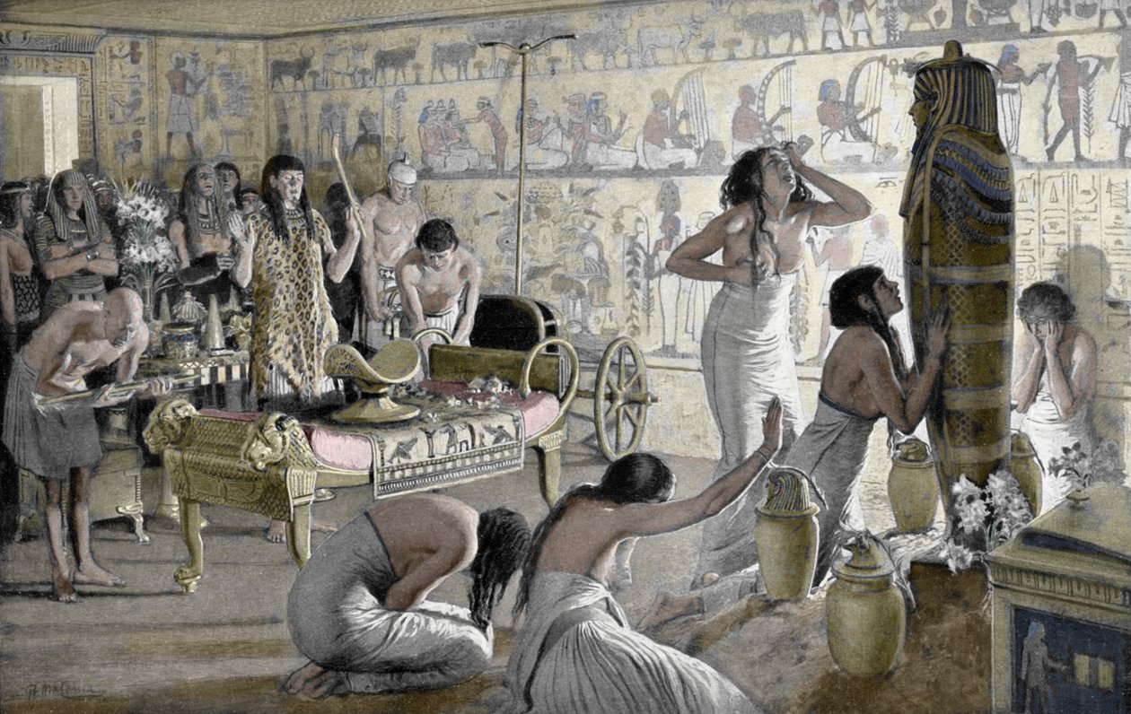 Scéna smutku v pohřebním chrámu Tutanchamona, Egypt, 1325 př.nl 1933-1934 od Unbekannt