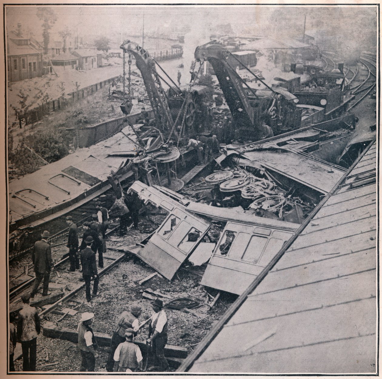 Scéna hrozného železničního neštěstí v Salisbury, 1906 od Unbekannt