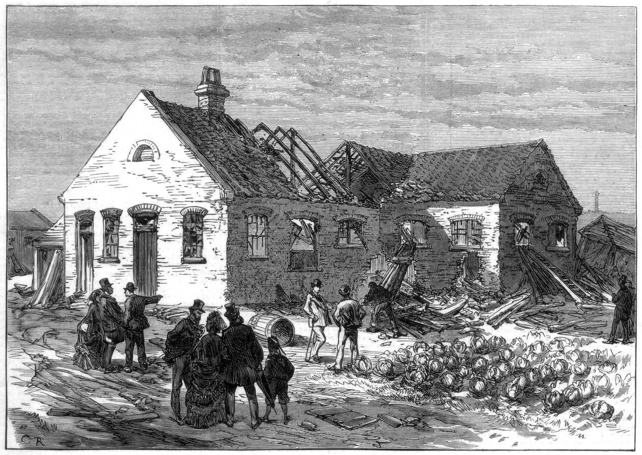 Scéna exploze v továrně na kazety, Greenwich Marshes, 1872 od Unbekannt