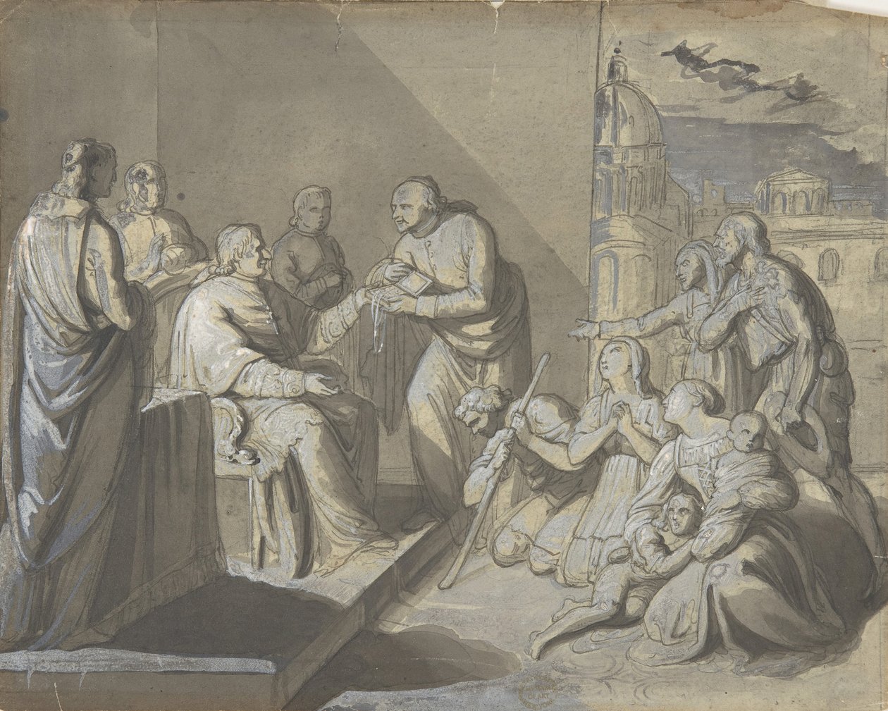 Scéna s představením relikvie svatého recto, hlava ženy verso, 1800-1900. od Unbekannt