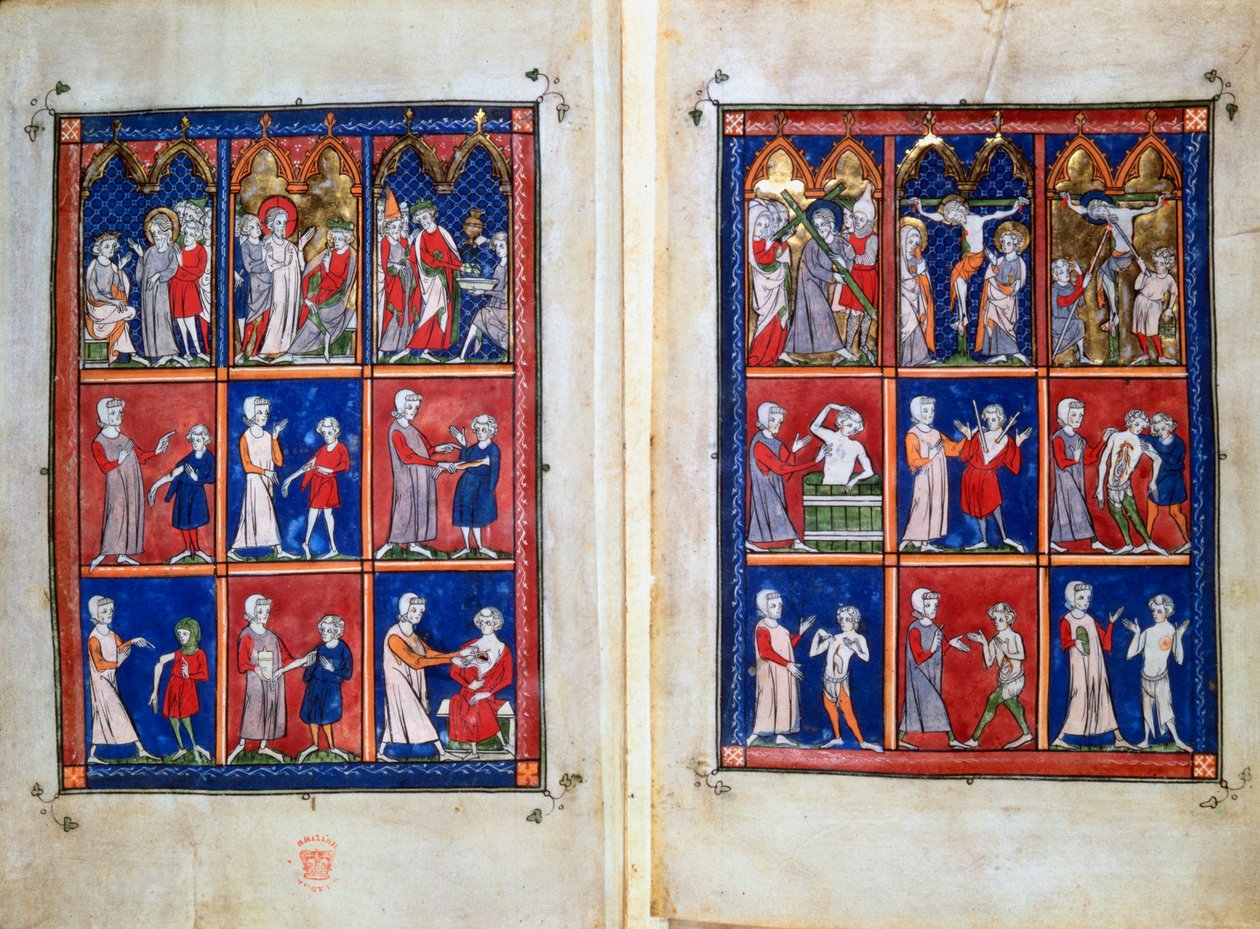 Scény ze života Krista a lékaři s pacienty, c1300 od Unbekannt