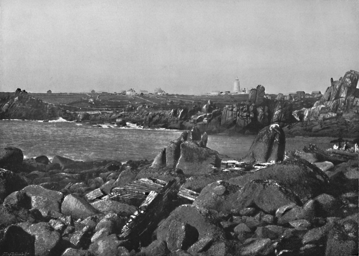 Scilly Islands – The Cove and Lighthouse, St. Agnes, 1895 od Unbekannt
