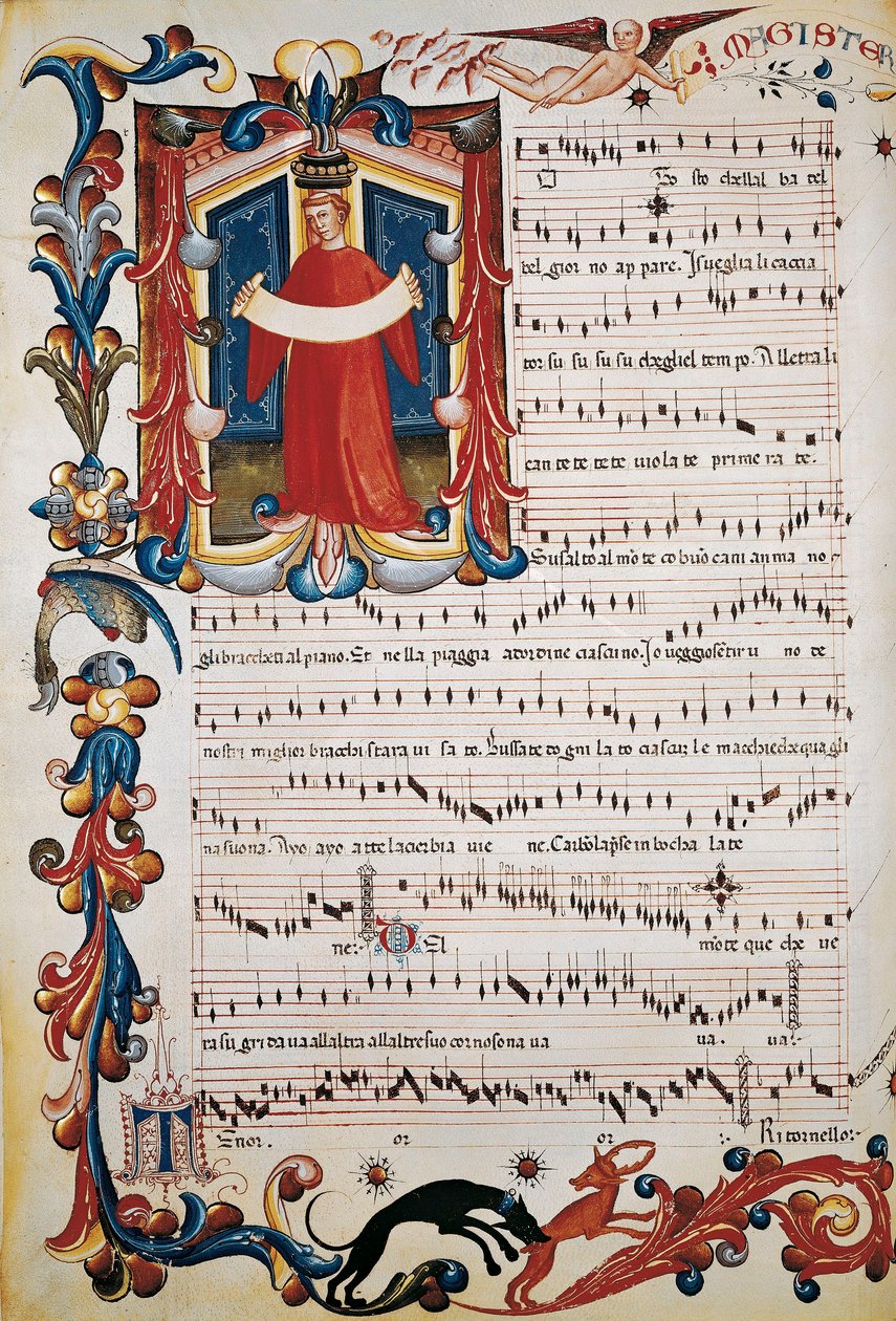 Skóre s osvětlením v Squarcialupi Codex, c.1410-1415 od Unbekannt