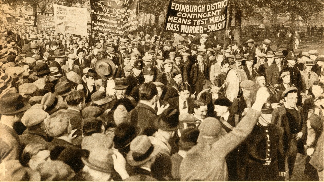 Skotští demonstranti, protesty Means Test, Hyde Park, Londýn, 1932, 1933. od Unbekannt