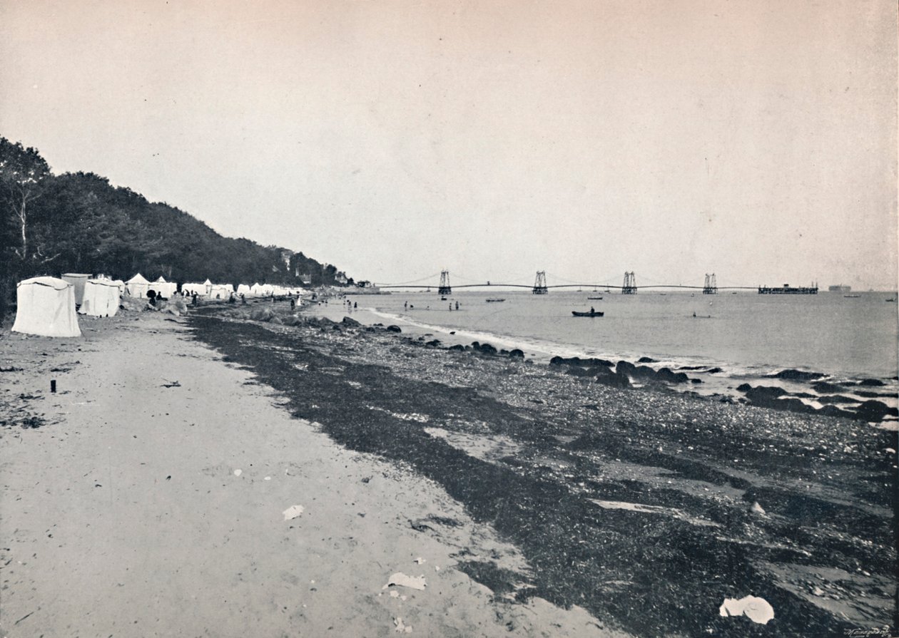 Výhled na moře – pláž na koupání a visuté molo, 1895 od Unbekannt