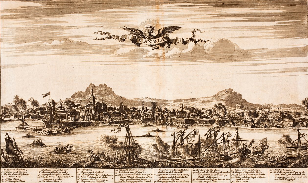 Seabattle během obléhání Candie From: Scene of War, 1675. od Unbekannt