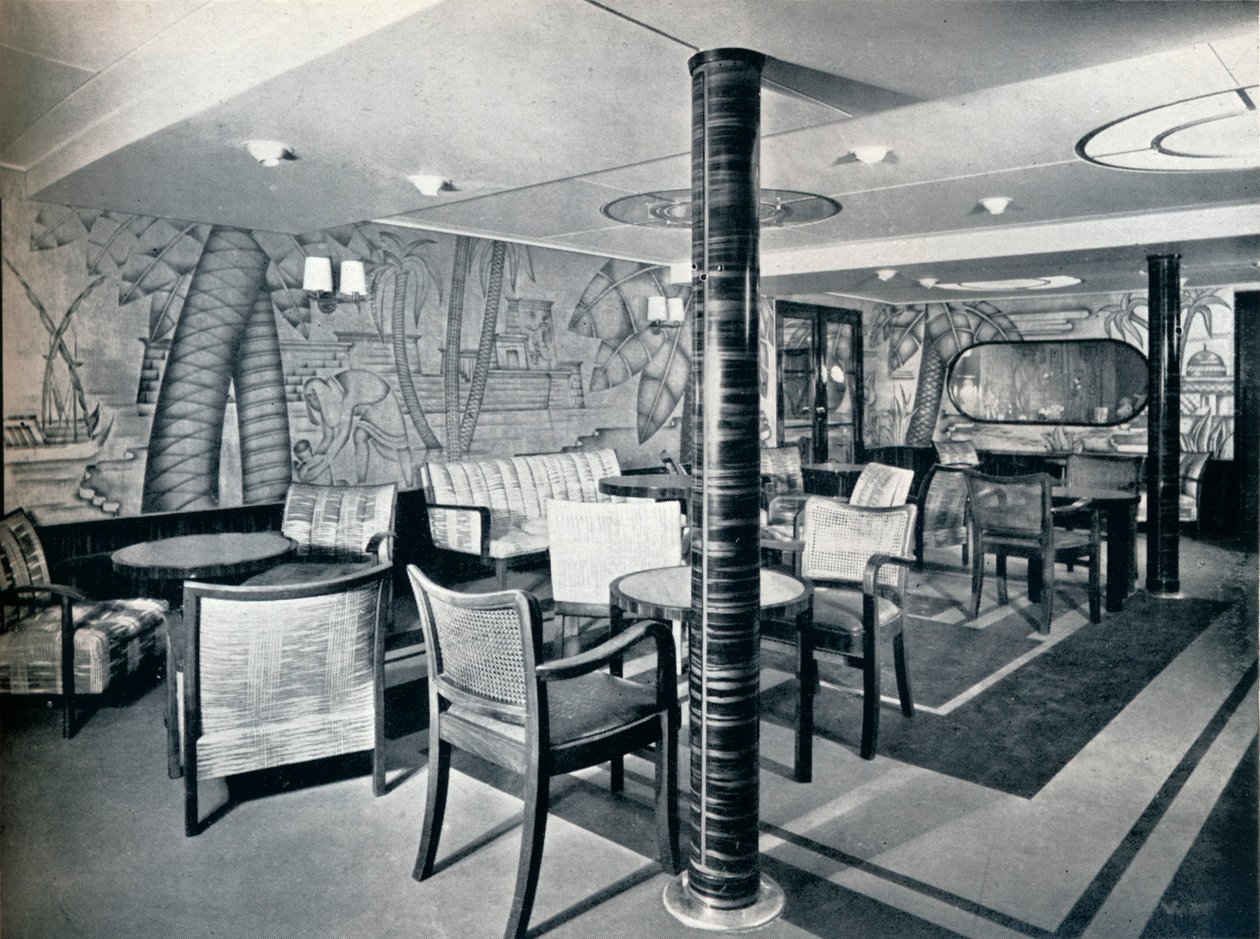 Kuřácká místnost druhé třídy na palubě Victorie, 1931 od Unbekannt