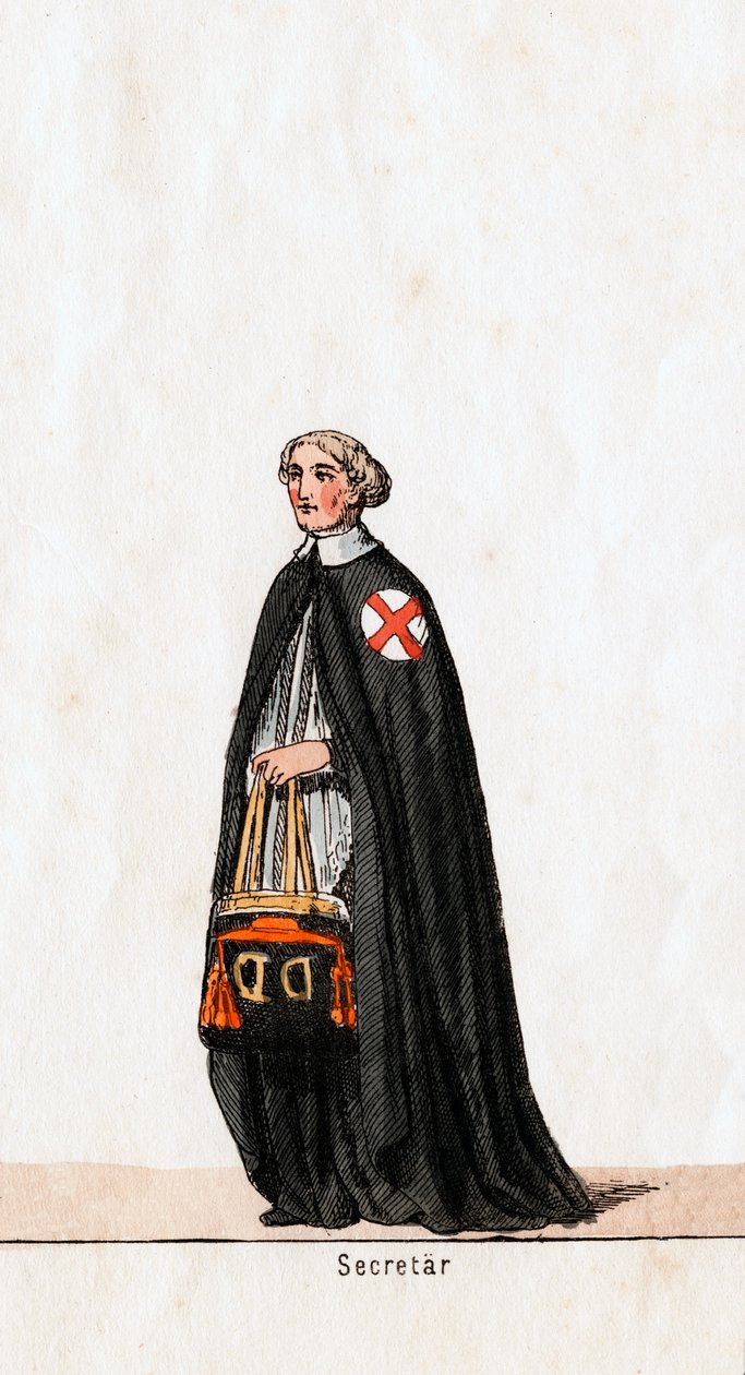 Tajemník, návrh kostýmů pro Shakespearovu hru, Jindřich VIII., 19. století od Unbekannt