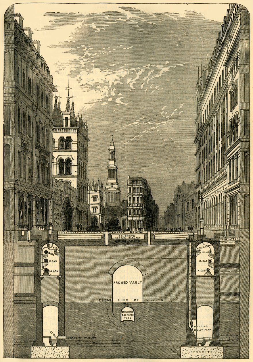 Část Holbornského viaduktu, ukazující podchody, c1876. od Unbekannt