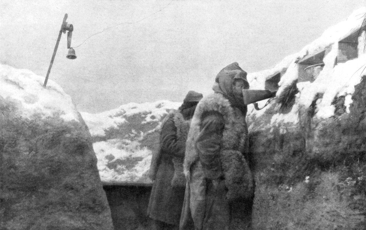 Stráže v zákopu s výhledem na zemi nikoho, Pas-de-Calais, Francie, zima, 1915 od Unbekannt