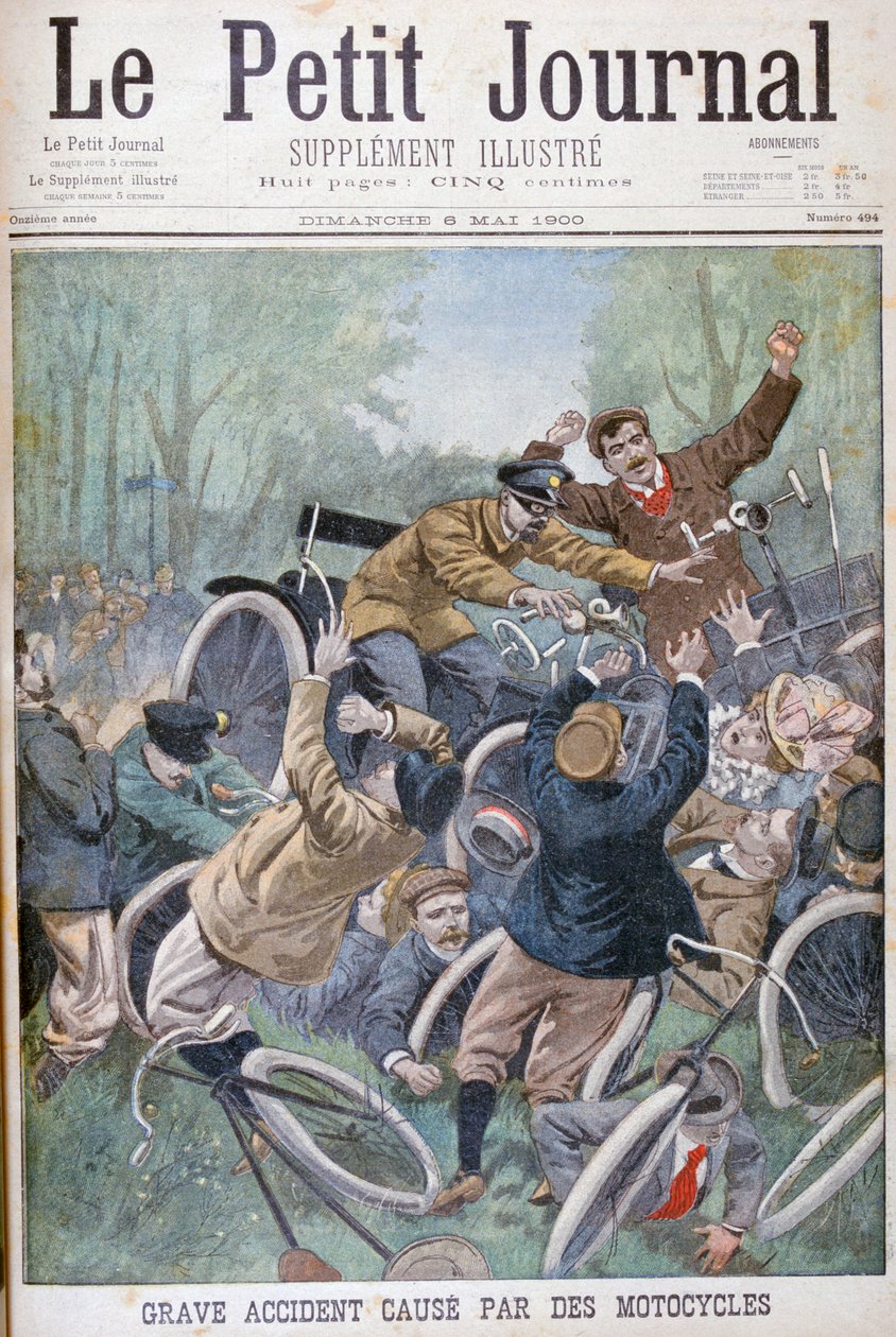 Vážná nehoda způsobená jízdními koly, Paříž, 1900 od Unbekannt