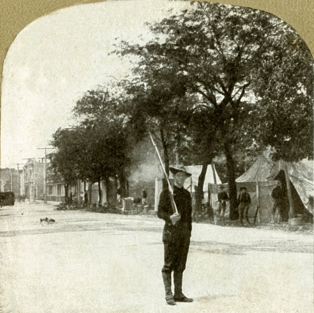 Sedmý pluk Národní gardy...tábor na Lincoln Square, Oakland, Kalifornie, 1906. od Unbekannt