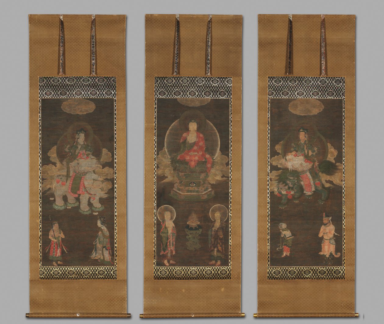 Triáda Šákjamuni: Buddha navštěvovaný Mandžušrí a Samantabhadrou, konec 13. století. od Unbekannt