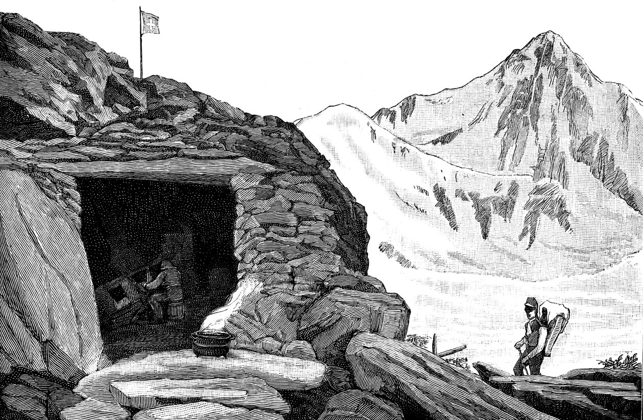 Přístřešek postavený glaciologem Louisem Agassizem, ledovec Aar, Švýcarsko, 1840 1885 od Unbekannt