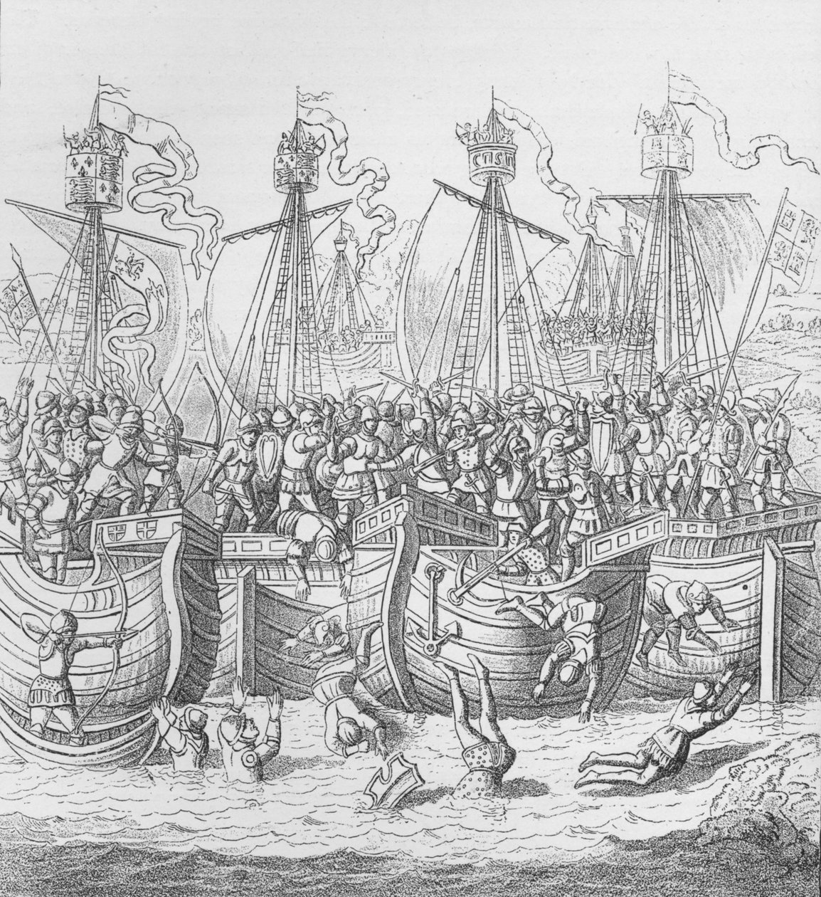 Lodě v La Rochelle, Francie, v roce 1372, c1804 1906 od Unbekannt