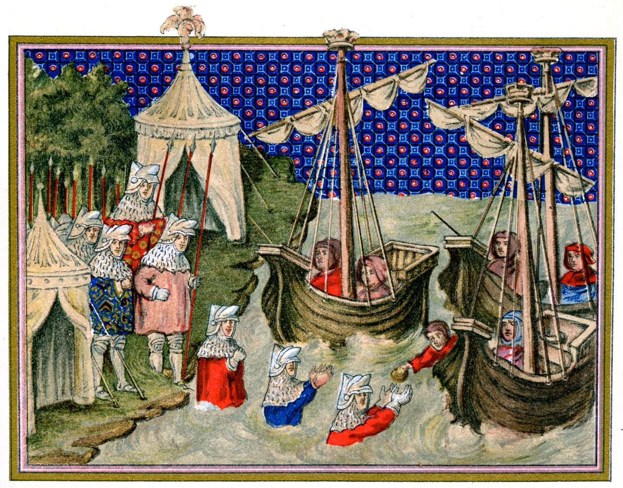 Lodě přivážející zásoby k anglickému hostiteli, kampaň Richarda II v Irsku, 1399, 1893 od Unbekannt