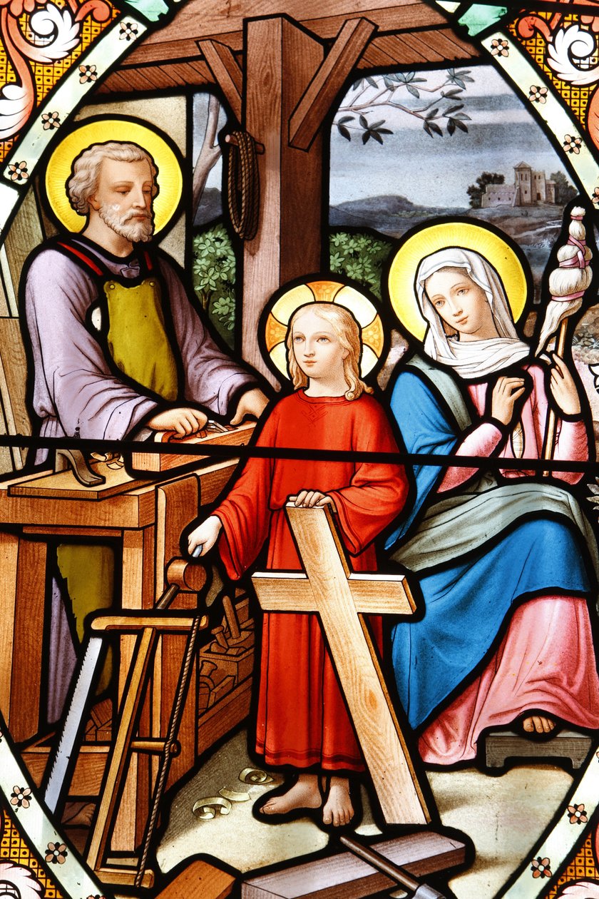 Svatyně Panny Marie z la Salette Okno z barevného skla Ježíš v dílně jeho otce, La Salette, Francie od Unbekannt
