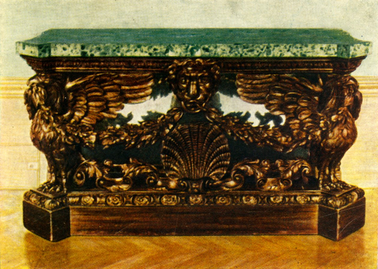 Příruční stůl z vyřezávaného dubu kolem 1730, 1938. od Unbekannt