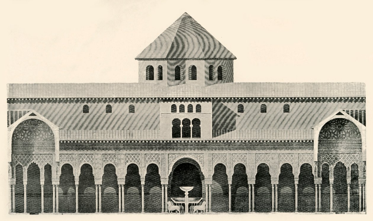 Boční pohled na dvůr lvů a fontány, 19. století, 1907. od Unbekannt