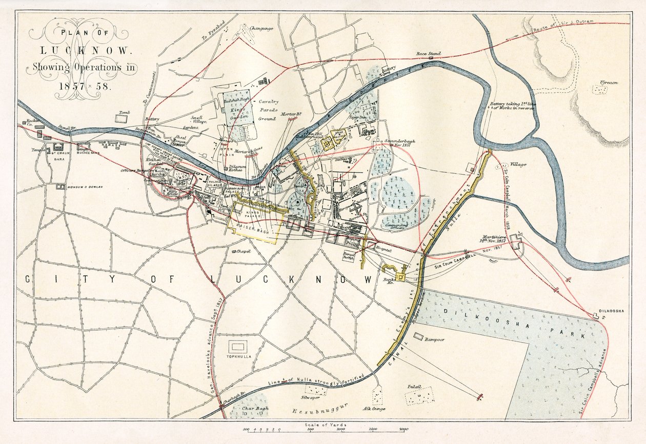 Obléhání Lucknow, Indie, 1857, 1893 od Unbekannt