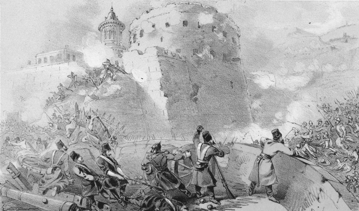 Obléhání Sebastopolu. Blízký vchod Francouzů do města, 50. léta 19. století. od Unbekannt