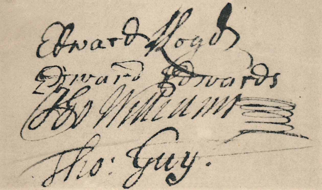 Podpis Edwarda Lloyda, 1692, 1928 od Unbekannt