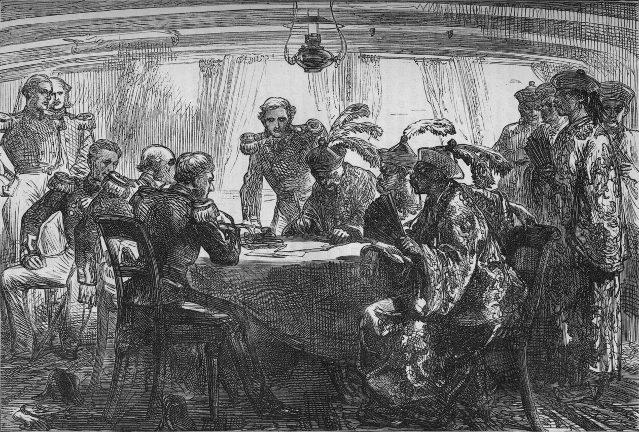 Podepsání Nankinské smlouvy, c1880 od Unbekannt